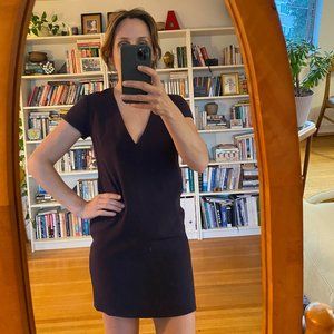 Aritzia / Babton aubergine purple crepe v-neck minidress with short sleeves